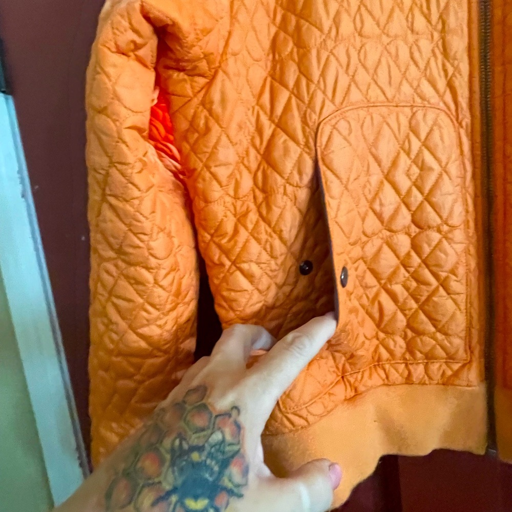 Vintage THE NORTH FACE tangerine ๐ colored cropped jacket. Purchased in 1989 - Picture 5 of 11